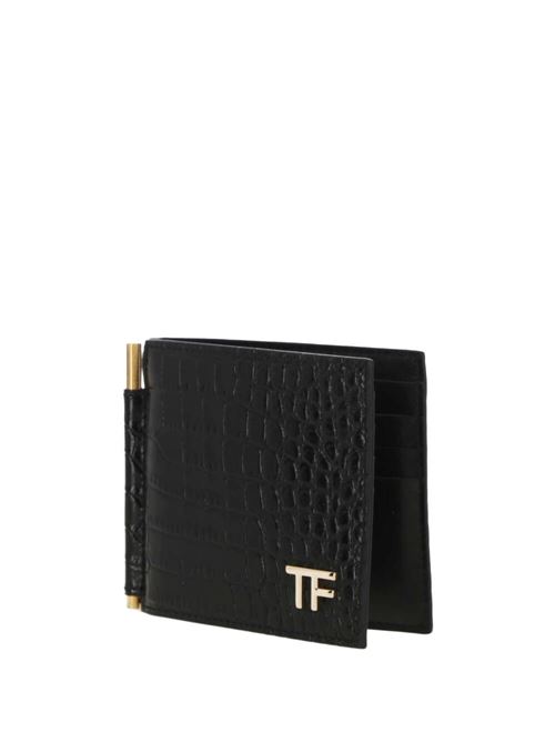 black calf leather embossed crocodile effect Tom Ford | YT231LCL168G1N001